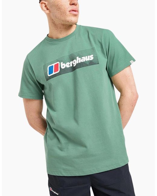 Berghaus Green T Shirts Dot Maintain Logo Crew Neck Short Sleeve Cotton Summer Tee for men