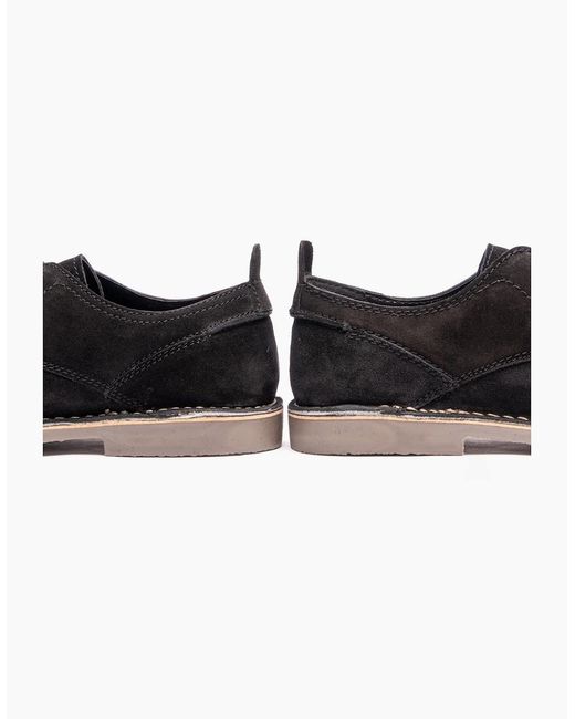 Popps Black Jonas Suede Desert Shoes for men
