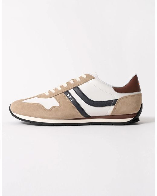 Boss White Boss Levon Runn Pumi Trainers for men