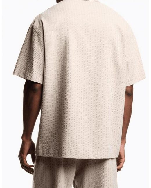 Emporio Armani White Seersucker Textured Shirt Set for men