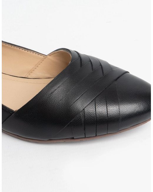 Hush Puppies Black Marley Leather Ballerina Shoes