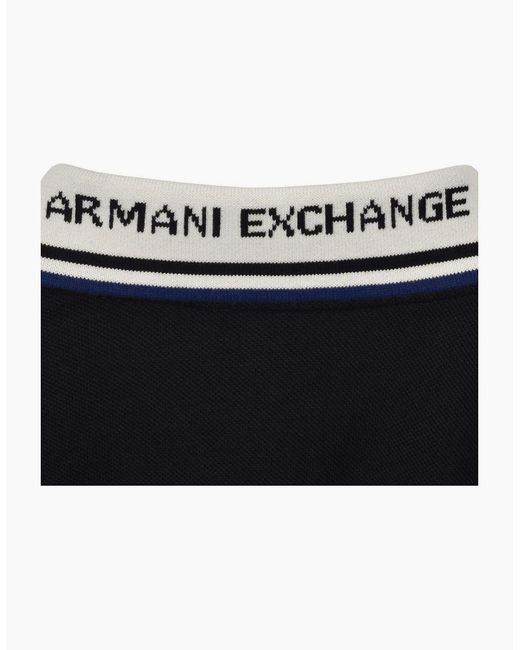 ARMANI EXCHANGE Black Collar Logo Polo Shirt for men