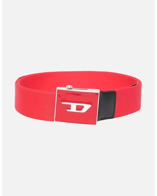 DIESEL Red B-Plakue Webbing Belt Work Belt Metal Buckle Waistbelt Army Golf New for men