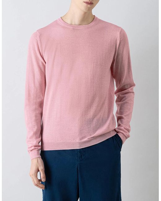 Oliver Sweeney Pink Merino Wool Crew Neck Jumper for men