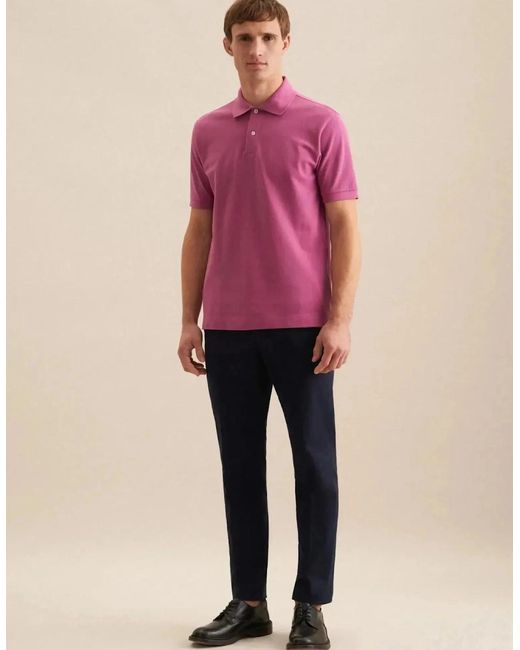 Seidensticker Pink Regular Fit Pique Polo Shirt Dark for men