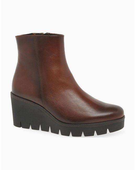 Gabor Brown Utopia Wedge Heel Ankle Boots