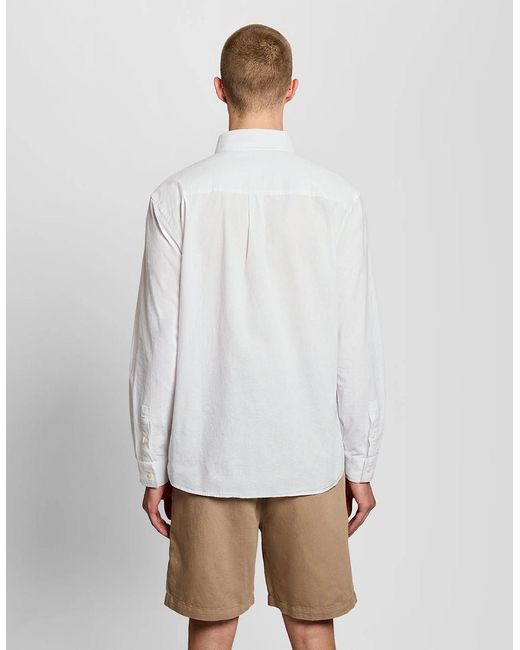 Lyle & Scott White Linen Blend Oxford Shirt for men