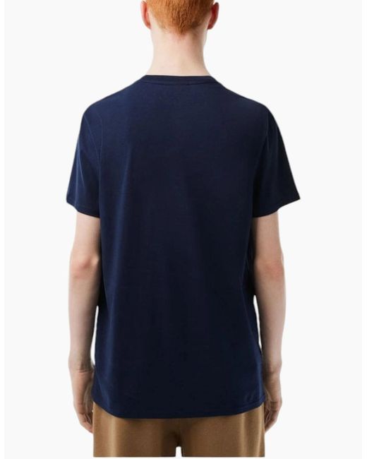 Lacoste Blue Th6709 T Shirts Short Sleeve Crew Neck Soft Pima Cotton Summer Tee for men