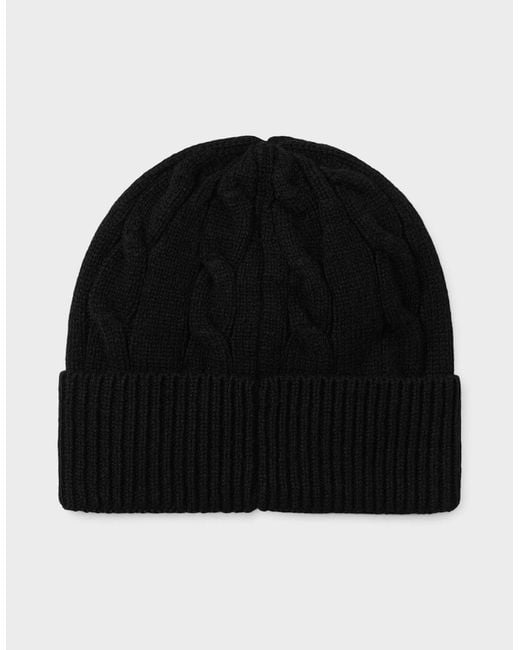 Carhartt Black Wip Logo Signature Cable Knitted Beanie Dark for men