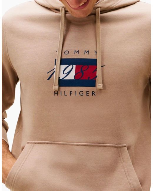 Tommy Hilfiger Natural Flag Graphic 1985 Hoodies Casual Cotton Long Sleeve Top for men