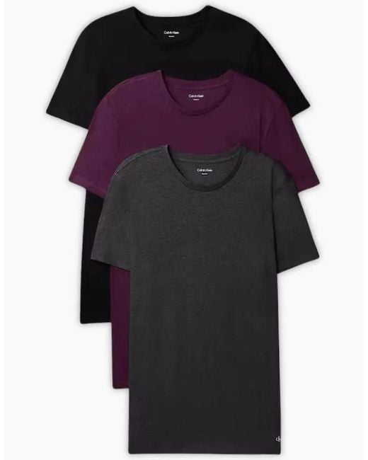 Calvin Klein Black 3-Pack Cotton Classics T-Shirts, /Charcoal for men