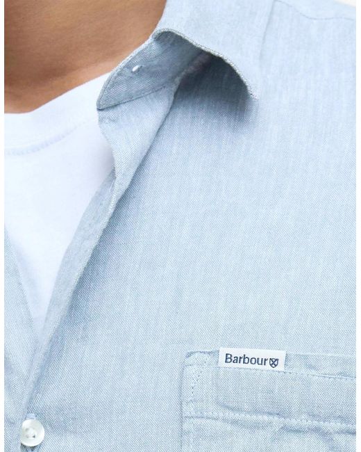 Barbour Blue Nelson Linen Short Sleeve Shirt