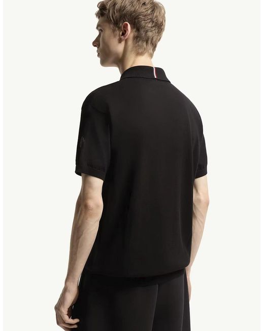 Moncler Black Knitted Polo Shirt for men