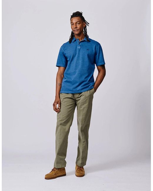 aubi Blue Arkwright Heavyweight Jersey Polo for men