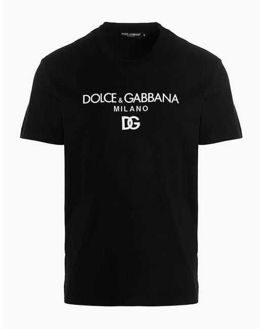 Dolce & Gabbana Black Embroidered Dg Milano Logo T-Shirt for men