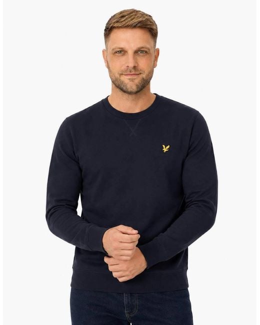 Lyle & Scott Blue Lyle & Scott Heavyweight Crew Neck Sweatshirt Dark for men