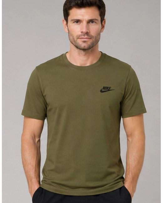 Nike Green Embroidered Logo Swoosh T Shirt for men