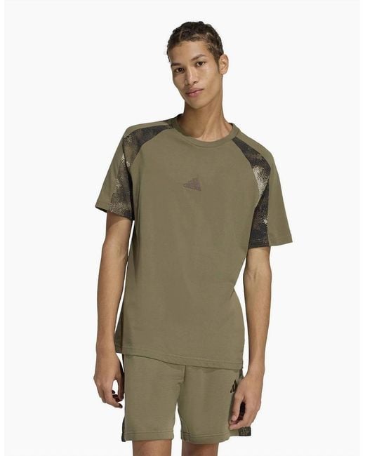 Adidas Green Camo Print T-Shirt for men