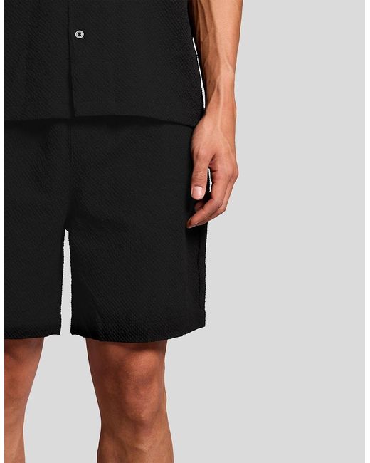 Lyle & Scott Black Textured Resort Shorts for men