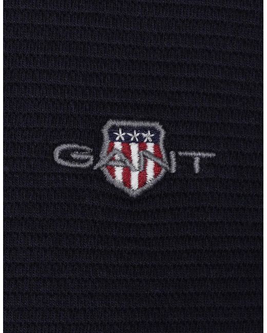 Gant Blue Texture Half Zip Knitwear Evening for men