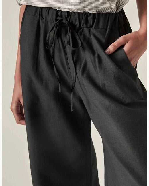 James Lakeland Black Linen Blend Drawstring Trousers