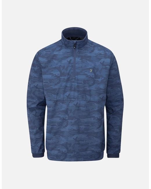 Farah Blue Parker Camouflage Showerproof Jacket for men