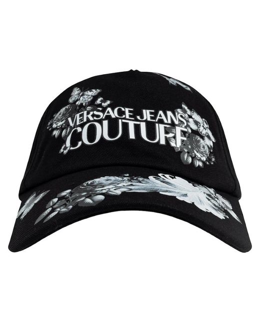 Versace Black Graphic Butterfly Logo Cap for men