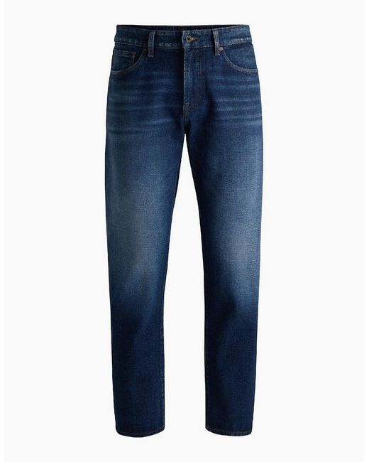 Boss Blue Mid Rise Slim Fit Five Pocket Jeans for men