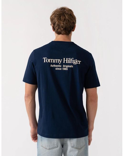 Tommy Hilfiger Blue Back Text Seasonal Graphic T-Shirt for men