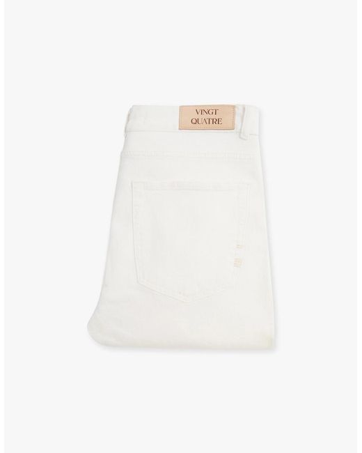 Vingt Quatre Denim White Vingt Quatre Slim Fit Chalk Garment Dye Jeans for men