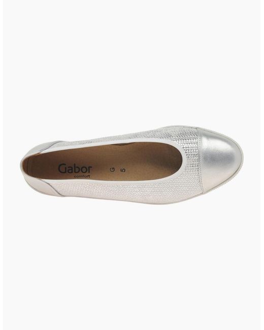 Gabor White Petunia Accent Low Heeled Pumps