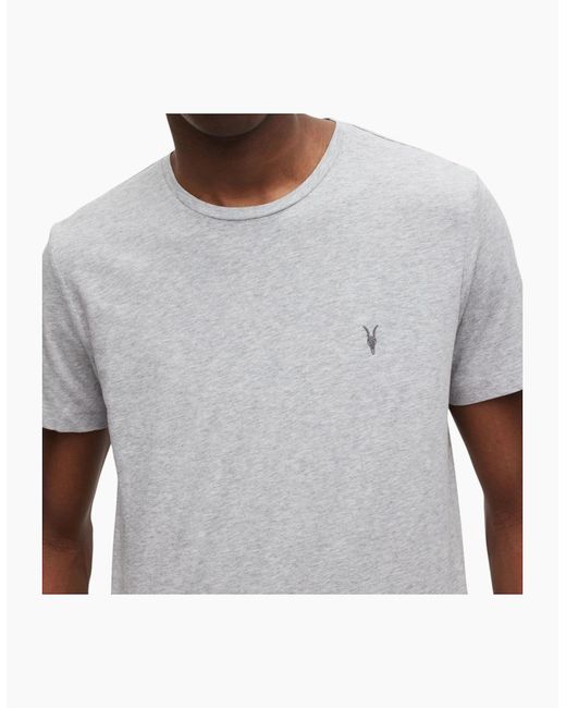 AllSaints Gray All Saints T Shirts Crew Neck Slim Short Sleeve Casual Summer Cotton Tee for men