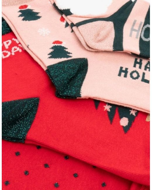 Vero Moda White Joules Snowflake Cotton 4 Pack Socks