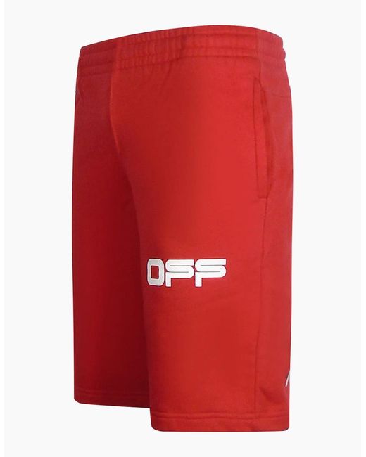 Off-White c/o Virgil Abloh Red Airport Tape Design Sweat Shorts for men