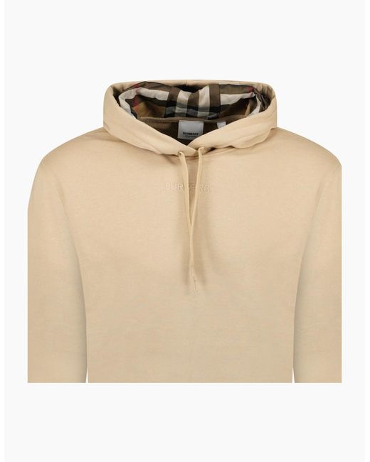 Burberry Natural 'Talley' Embroidery Logo Check Hooded Sweatshirt