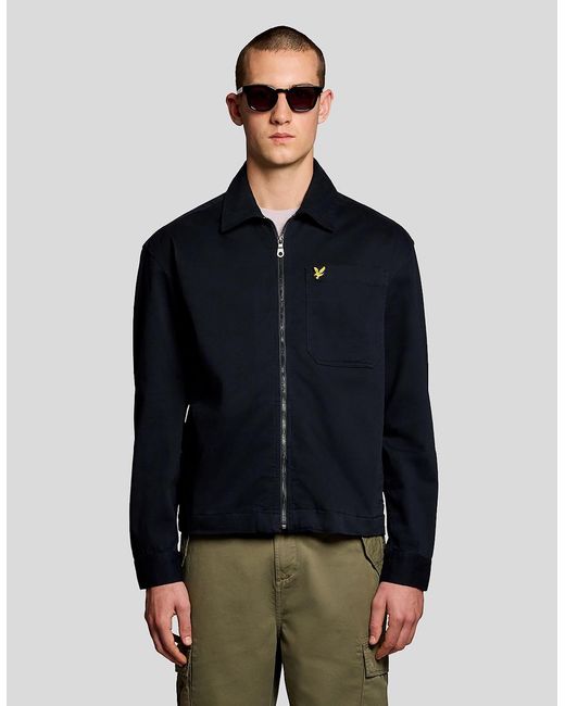Lyle & Scott Blue Lyle & Scott Enzyme Wash Zip Overshirt for men
