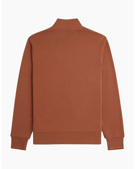 Fred Perry Brown Half Zip Sweatshirt for men