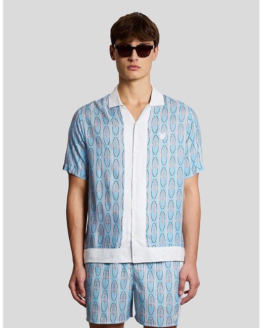 Lyle & Scott Blue Short Sleeve Floral Graphic Shirt for men