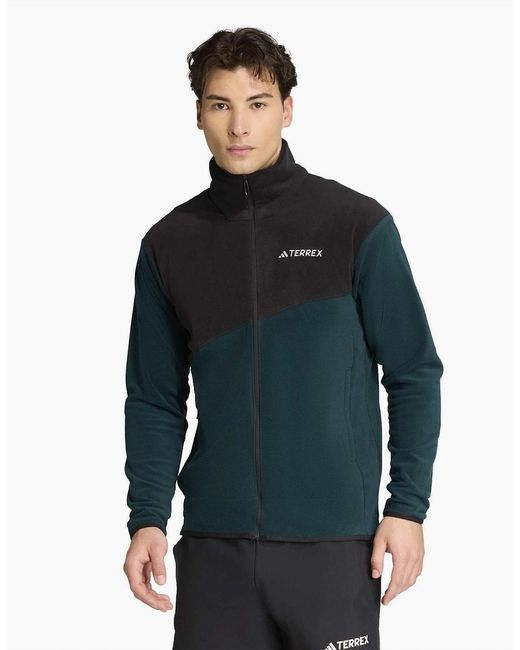 Adidas Blue Colour Block Full Zipper Zip Neck Bound Cuff Jacket for men