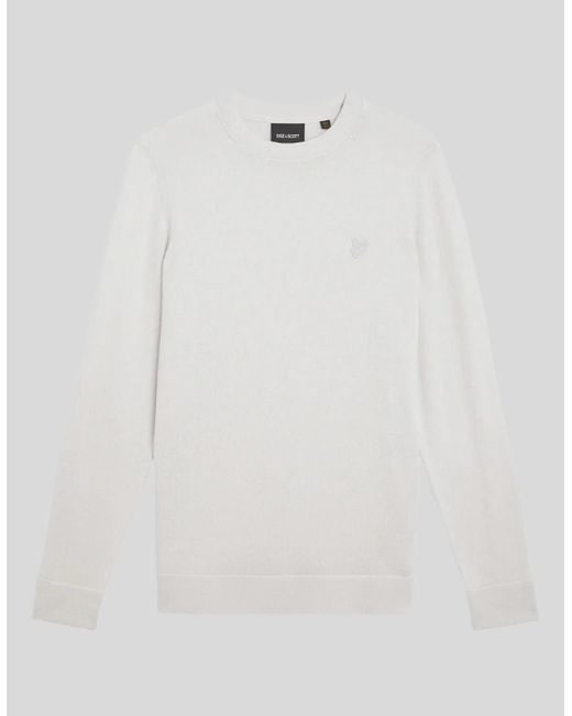 Lyle & Scott White Superfine Crew Neck Jumper for men