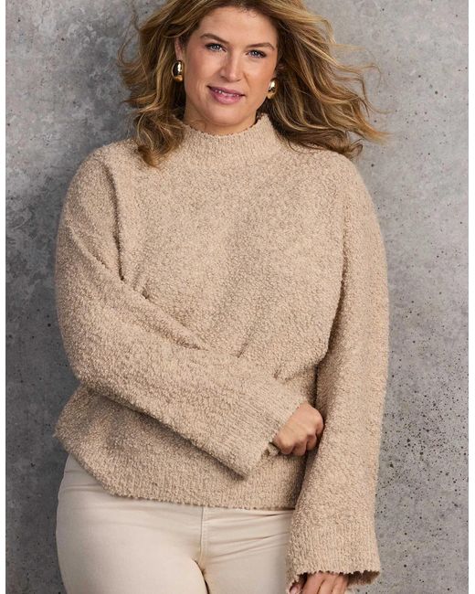 Live Unlimited London Natural Neutral Textured Wool Blend Knit Jumper