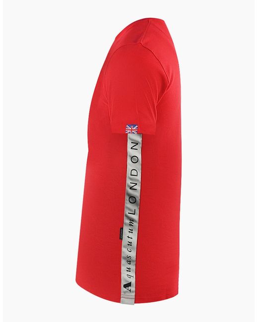 Aquascutum Red London 1851 Tape Logo T-Shirt for men