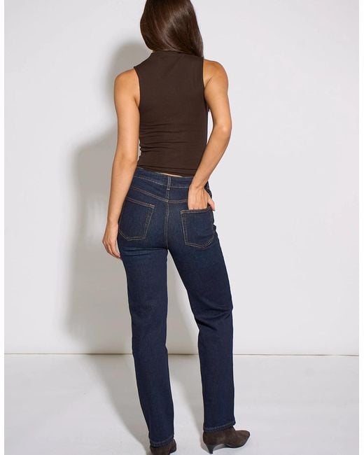 Gini London Blue Mid Rise Straight Leg Jeans