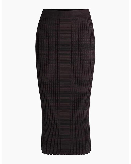 Boss Black Farmina Midi Vertical Stripe Patterned Knitted Skirt