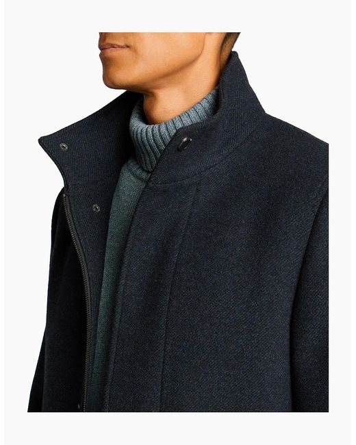 Remus Uomo Blue Jacob Regular Fit Wool Blend Coat for men