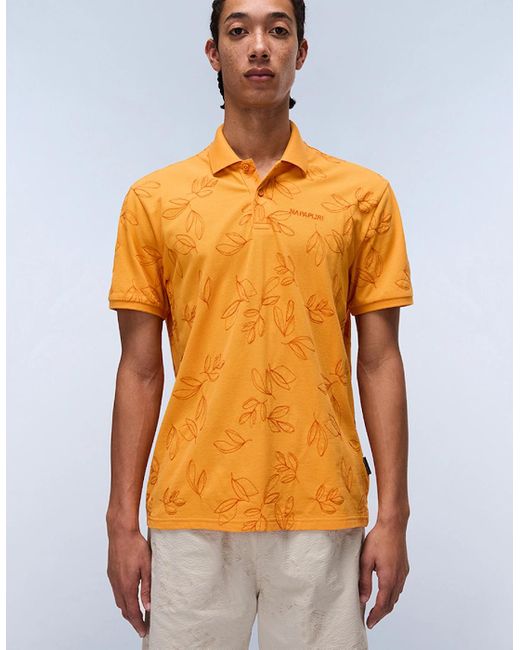 Napapijri Orange Brolio Short Sleeve Polo Shirt for men