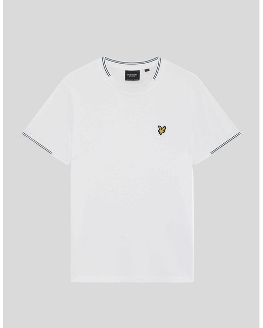 Lyle & Scott White Fine Cotton Tipped T-Shirt for men