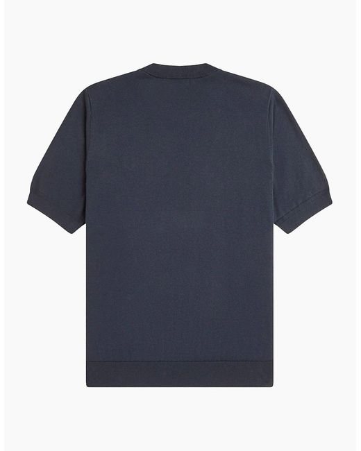 Fred Perry Blue Cotton Knitted T-Shirt for men