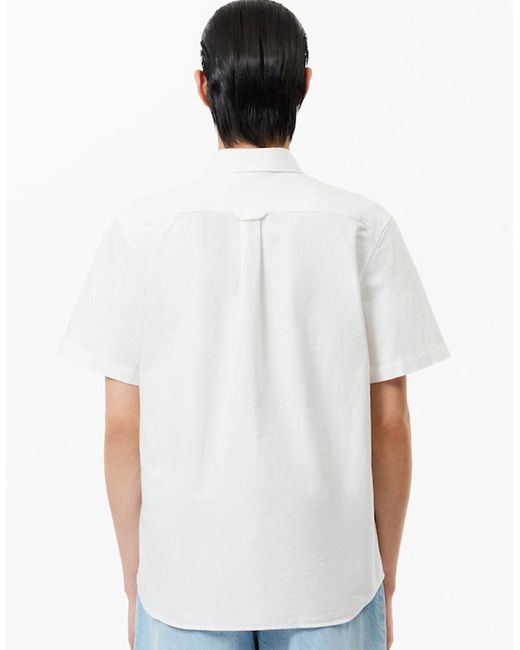 Lacoste White Regular Fit Short Sleeved Oxford Shirt for men
