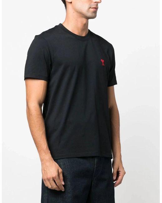 AMI Black Logo Le Coueur T-Shirt for men